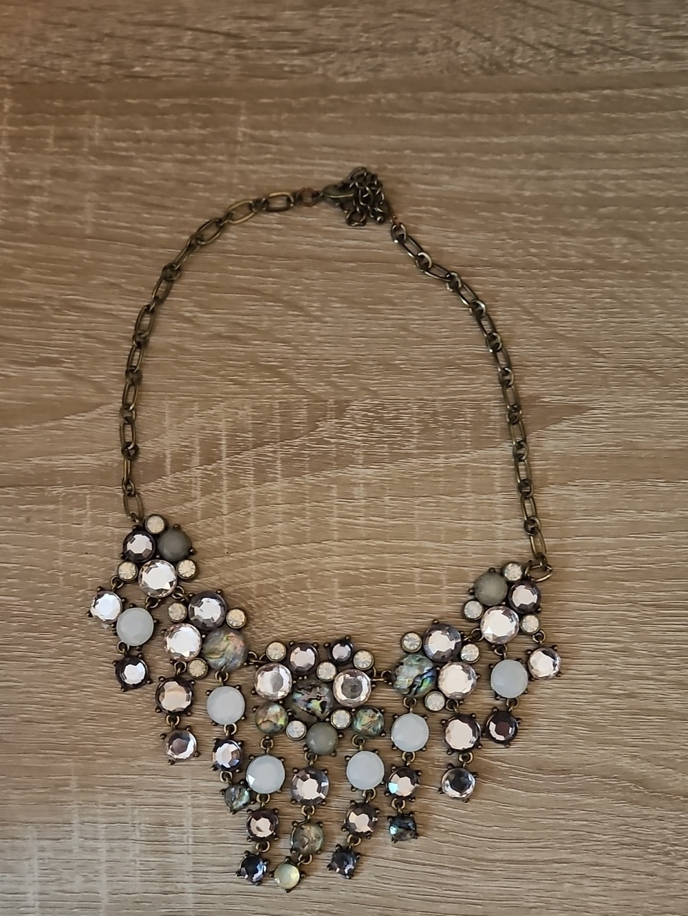 Statement Bib Necklace in Mixed Neutral Tones